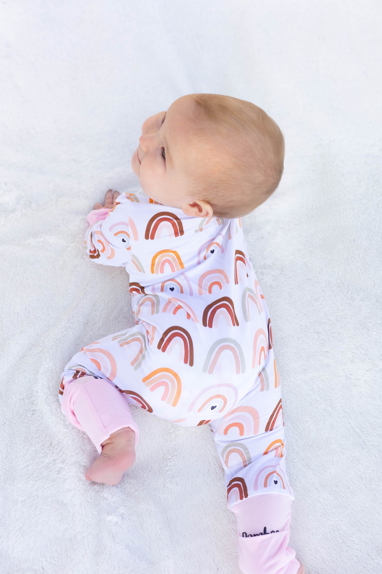 Pastel Pink Neutral Rainbows Bamboo Sleeper