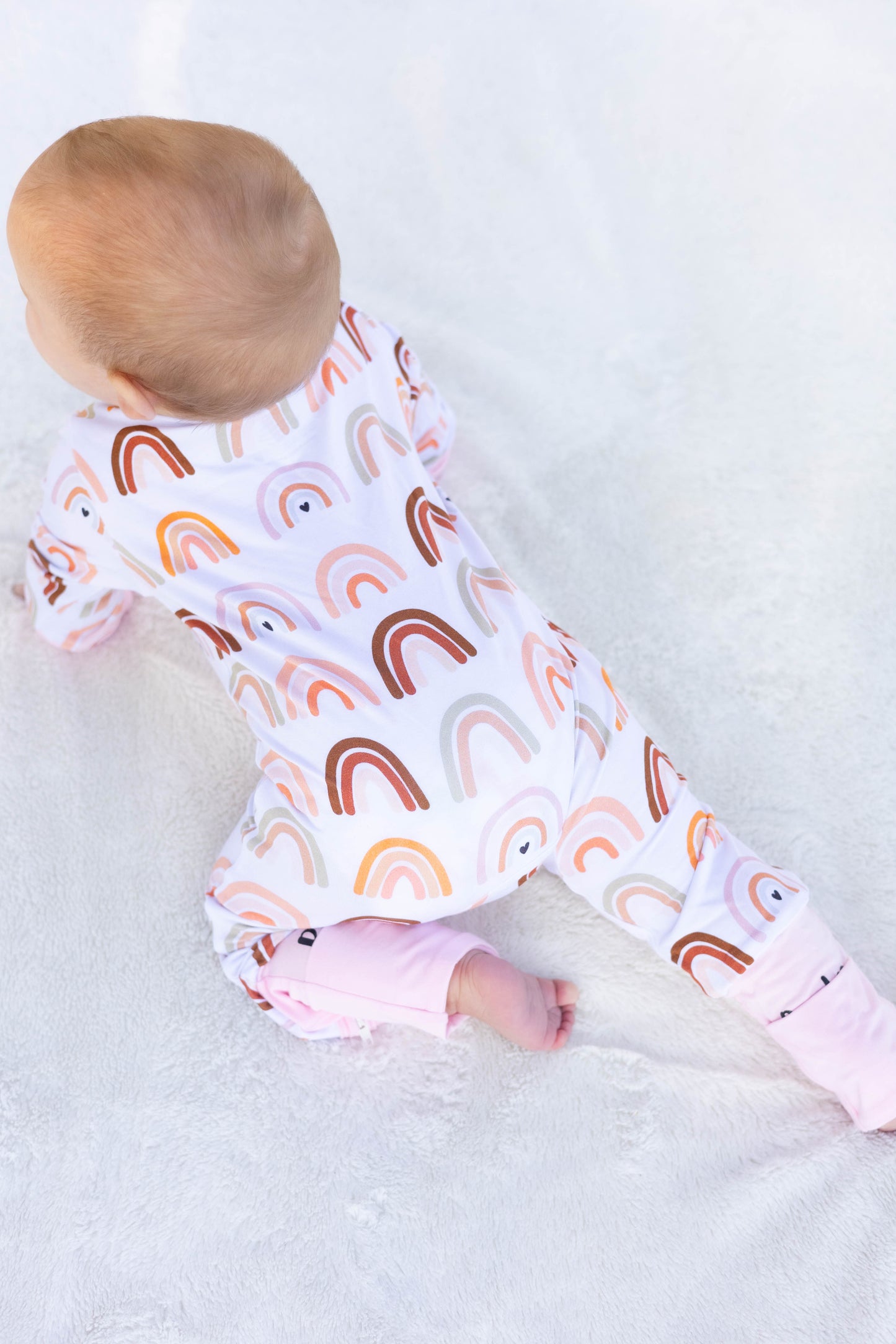 Pastel Pink Neutral Rainbows Bamboo Sleeper