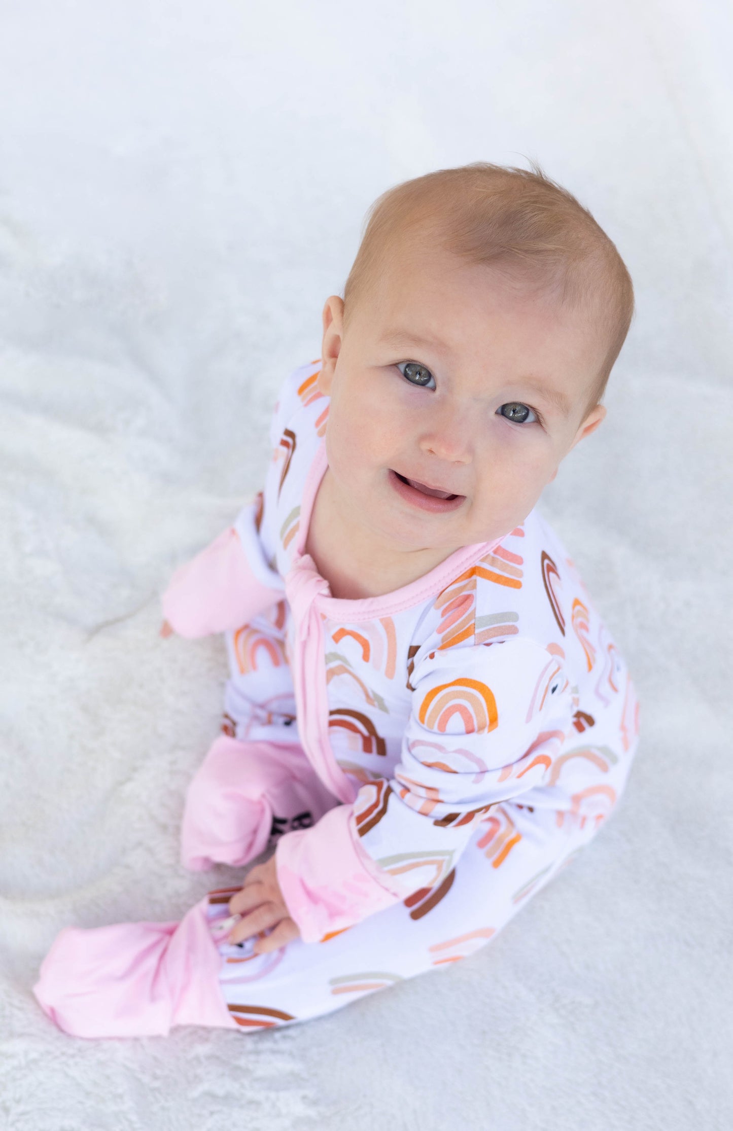 Pastel Pink Neutral Rainbows Bamboo Sleeper