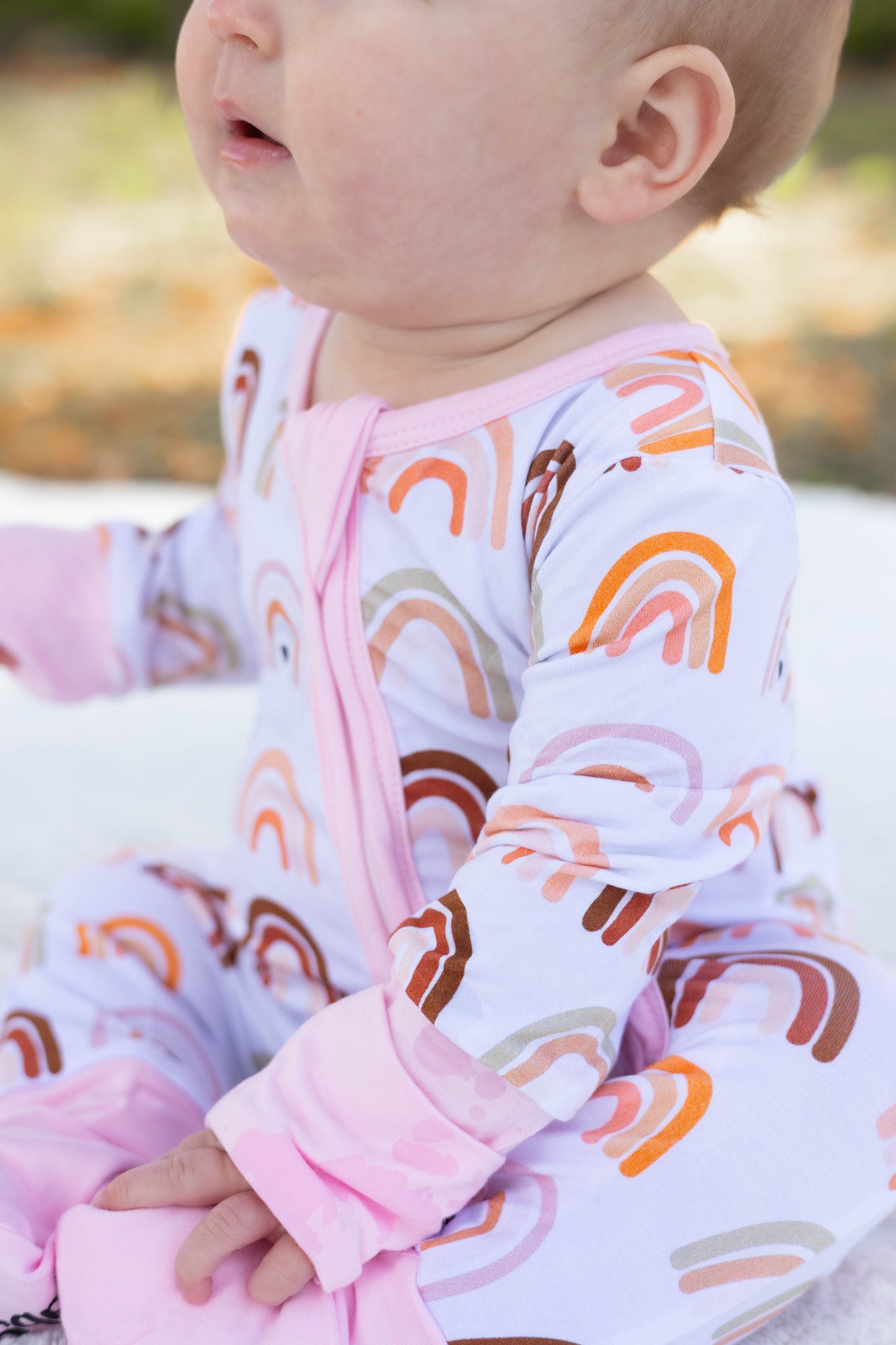 Pastel Pink Neutral Rainbows Bamboo Sleeper