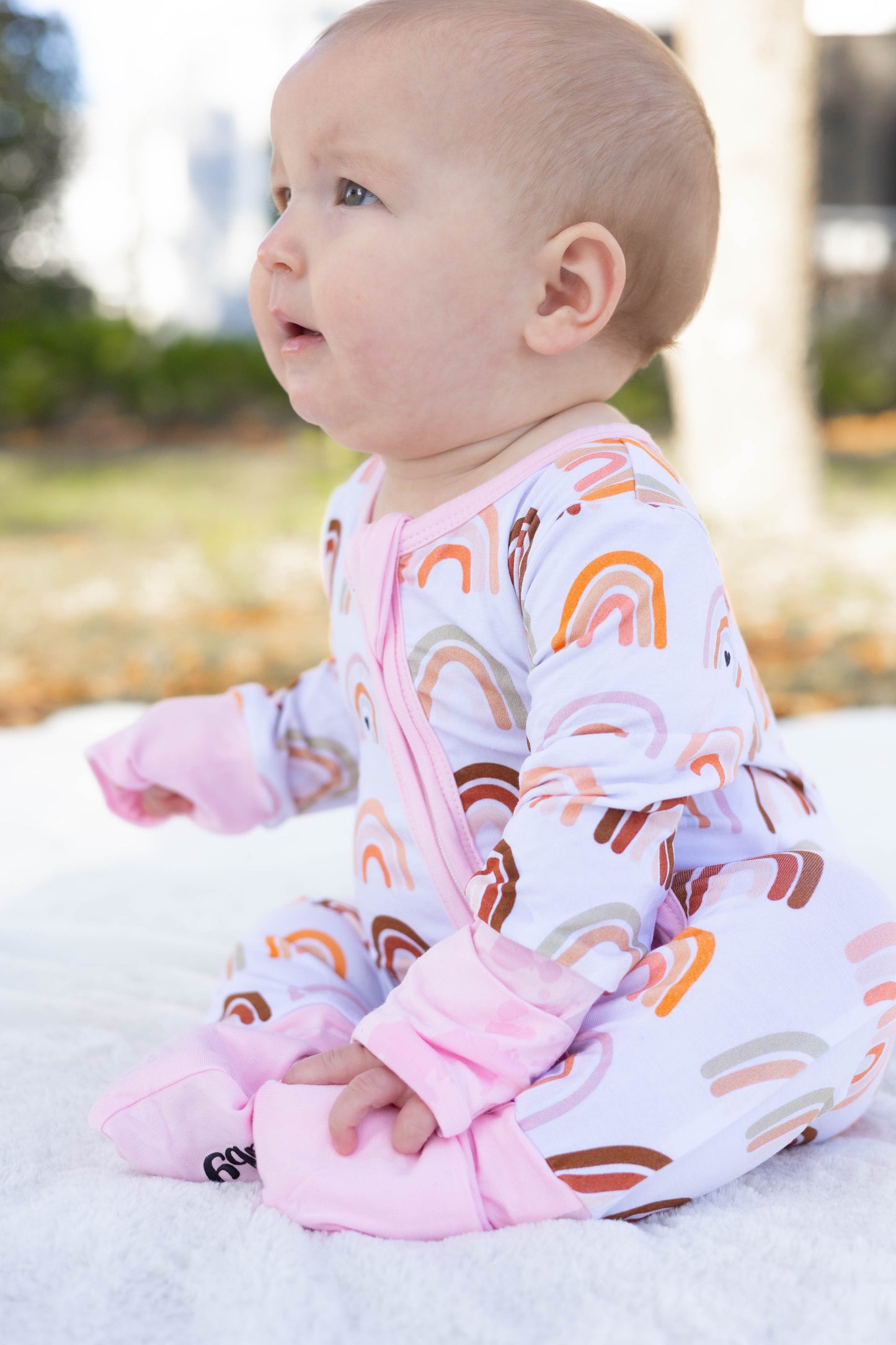 Pastel Pink Neutral Rainbows Bamboo Sleeper