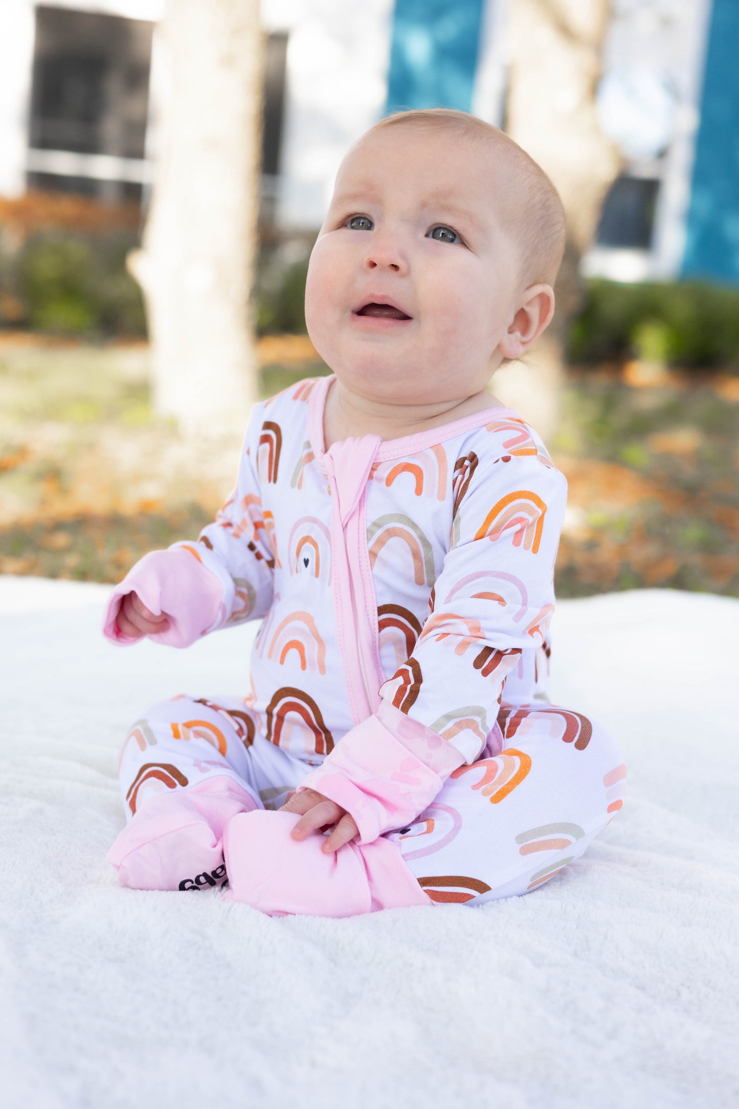 Pastel Pink Neutral Rainbows Bamboo Sleeper