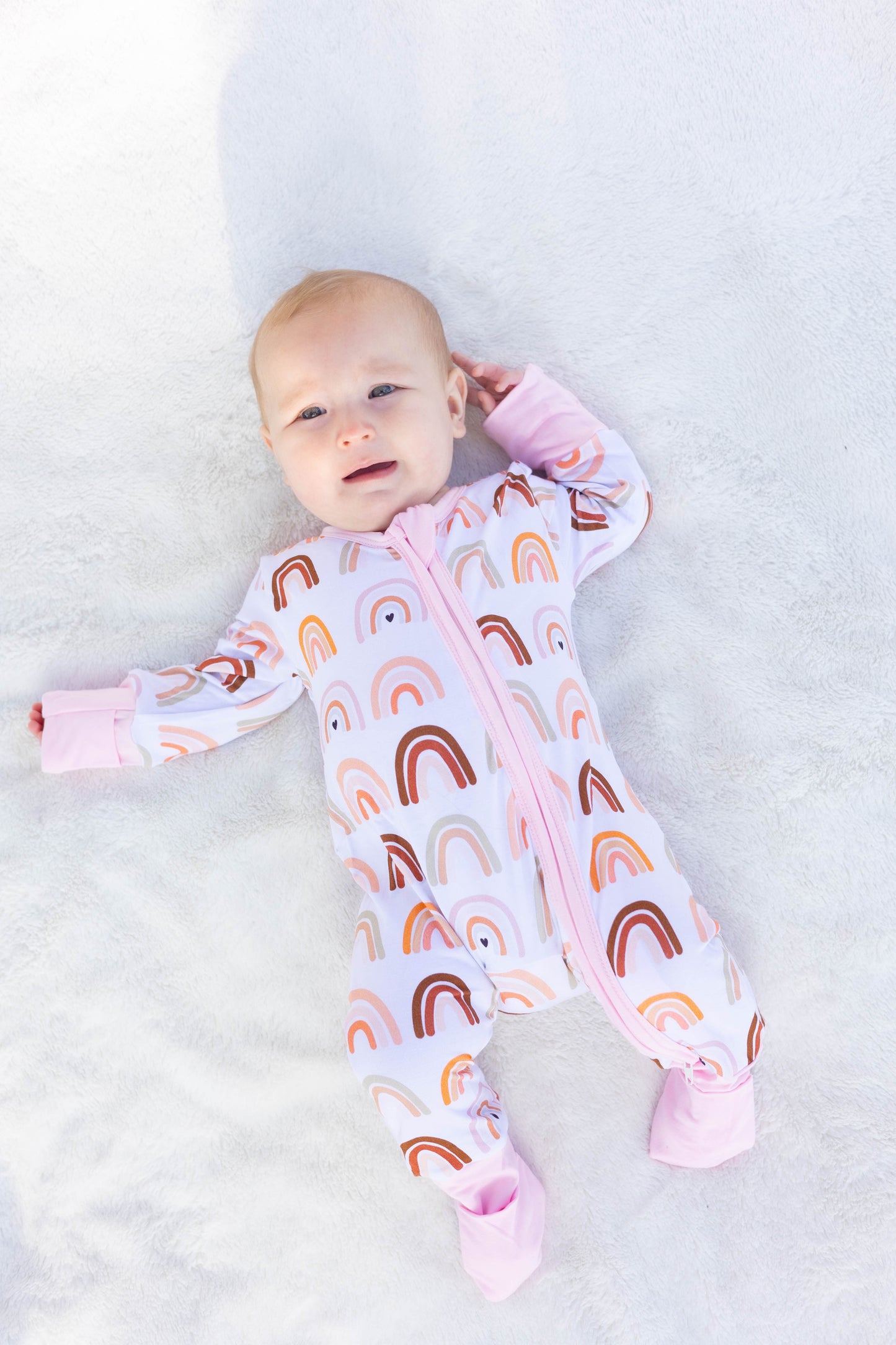 Pastel Pink Neutral Rainbows Bamboo Sleeper