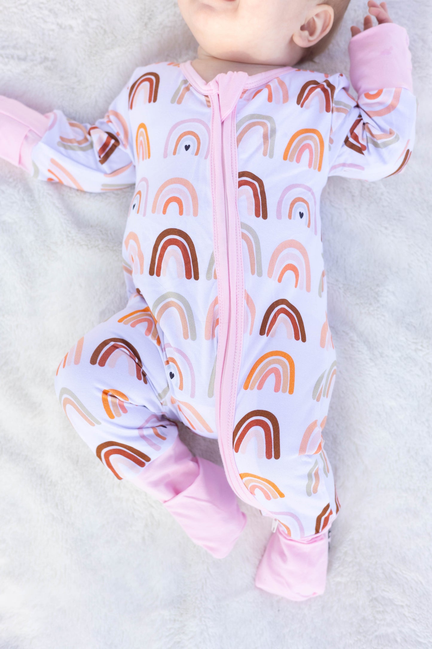 Pastel Pink Neutral Rainbows Bamboo Sleeper