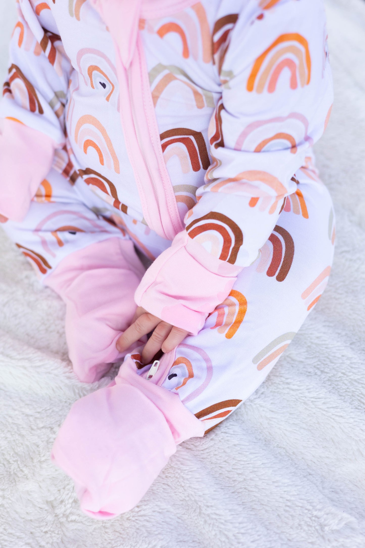 Pastel Pink Neutral Rainbows Bamboo Sleeper