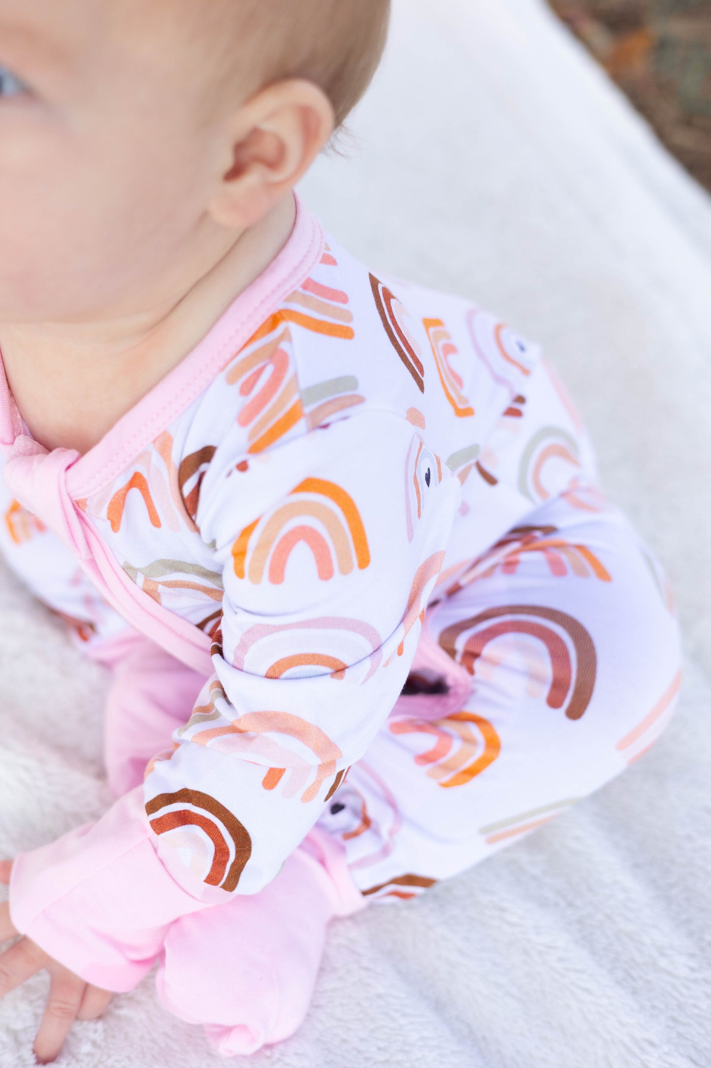 Pastel Pink Neutral Rainbows Bamboo Sleeper