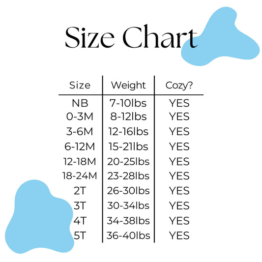 "Little One Shop" Size Chart - Bamboo My Baby